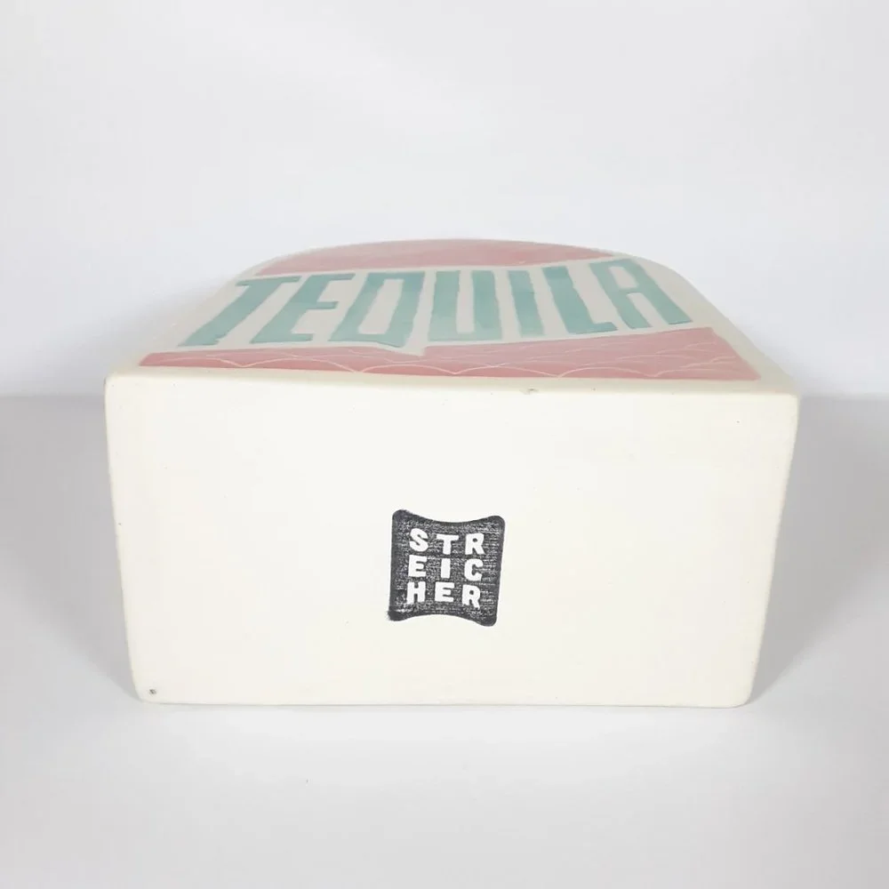 TEQUILA STONEWARE VASE/DECANTER W/ HAND PAINTING BY ARTIST ETHAN STREICHER NEW - Picture 7 of 7